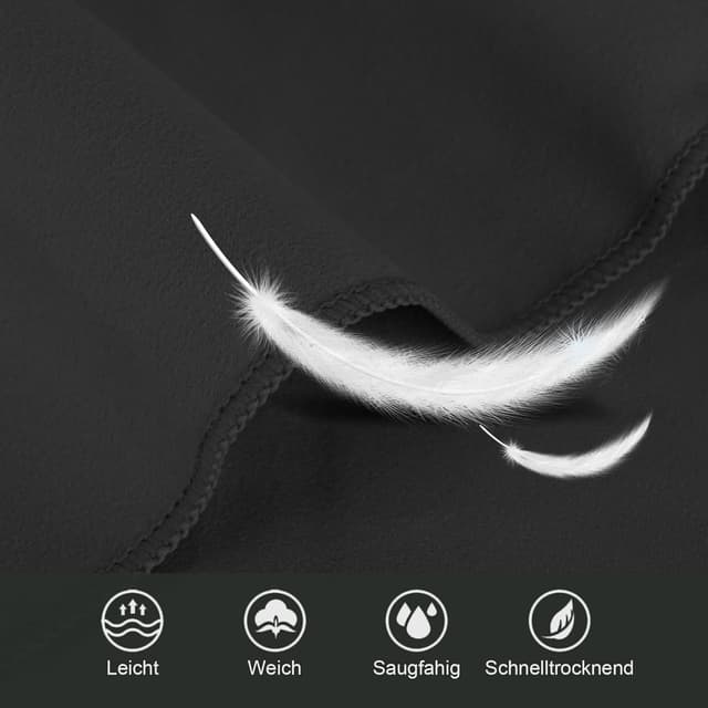 Detalle de Fosdaling Mikrofaser Handtuch-Set (3-teilig) in Dunkelgrau: 200×100 cm & 2× 80×40 cm