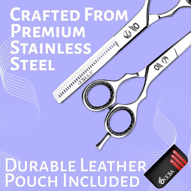 Detalle de OCBA professionelle Friseurschere (6,5 Zoll, Silber) für präzise Schnitte – für Salon & Zuhause