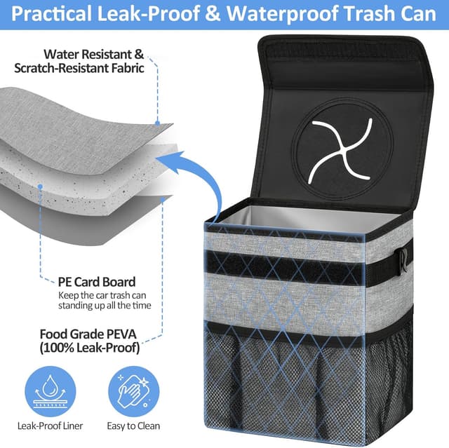 Thumbnail 2 de ELONGRIVER Car Trash Can Leak-Proof 1L 🗑