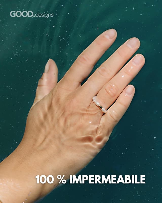 Detalle de GD GOOD.designs: anello anti-stress con perle di pietra naturale e perla centrale in argento 925