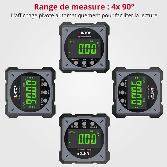 Detalle de XUNTOP Inclinometro digitale ricaricabile con laser bilaterale a 2 fasci e IP54