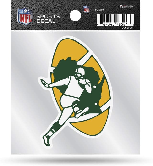 Detalle de Rico Industries NFL Retro 4x4 Decal (unisex) – easy peel-and-stick team logo decal