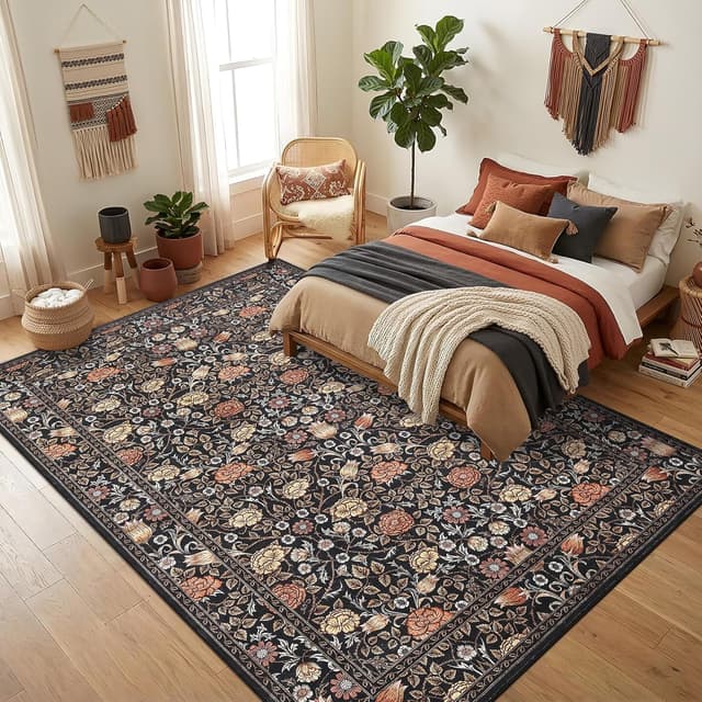 Thumbnail 3 de GarveeHome Brown Vintage Floral 8x10 Rug