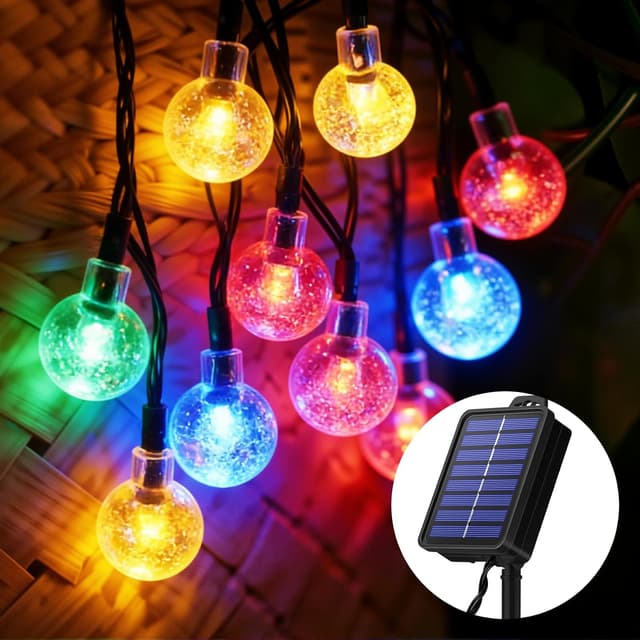 Detalle de Realky Lichterkette Außen Solar Wetterfest mit 60 LED, 13,2 m und 8 Modi (IP65)