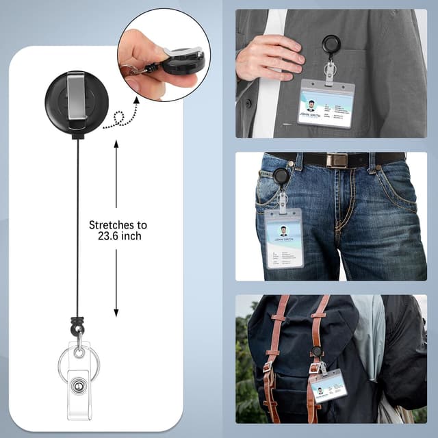 Detalle de 3 Set Lanyards Retractable Badge Reels 23.6in