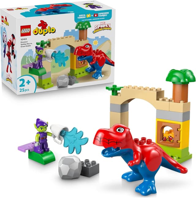 Detalle de LEGO DUPLO 10463 Spidey-Rex vs. Green Goblin – 2 Figuren inkl. Spidey-T-Rex für Kinder ab 2 Jahren