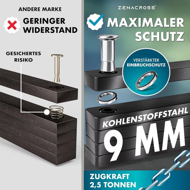 Thumbnail 6 de Zenacross Faltschloss für Fahrrad (100 cm) mit Halterung – SteelSecure-Technologie