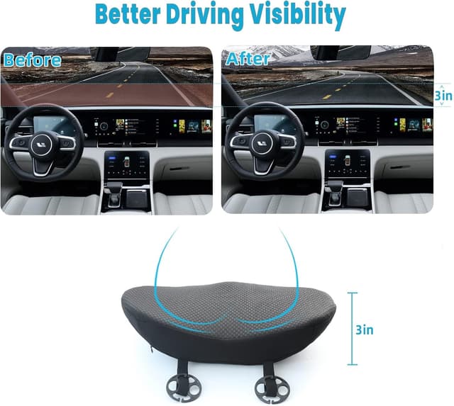 Detalle de OLYDON Keilkissen Auto aus Memory Foam – Sitzkissen für Auto & Bürostuhl (Schwarz)