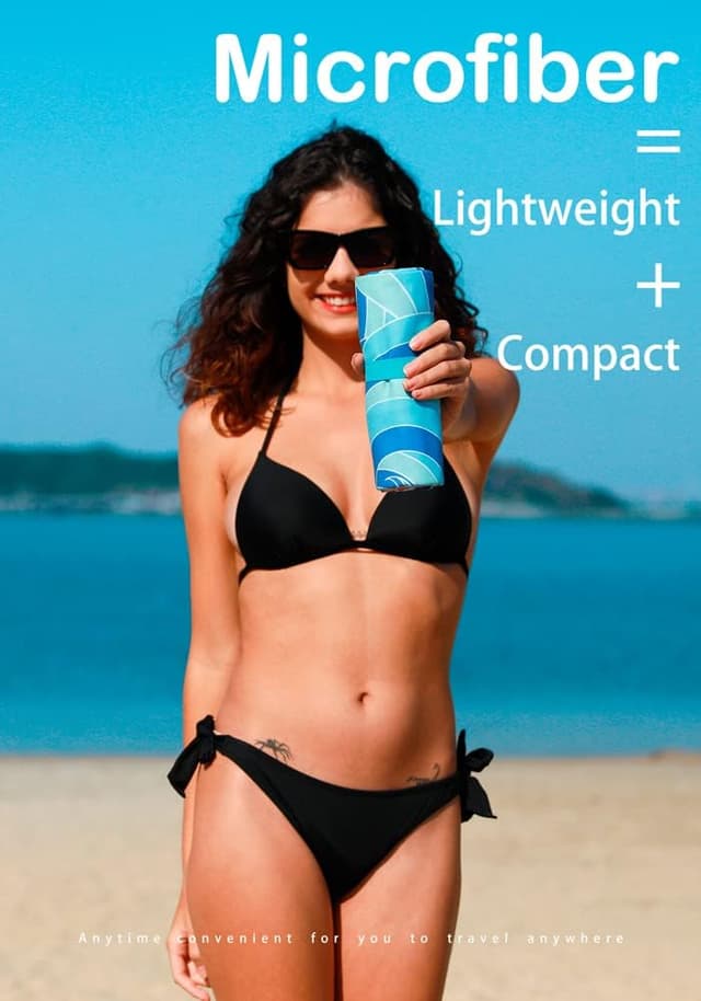 Detalle de Widdonen 2-Pack Microfiber Lightweight Beach Towels (Sand Free, Quick-Dry, Travel-Friendly)