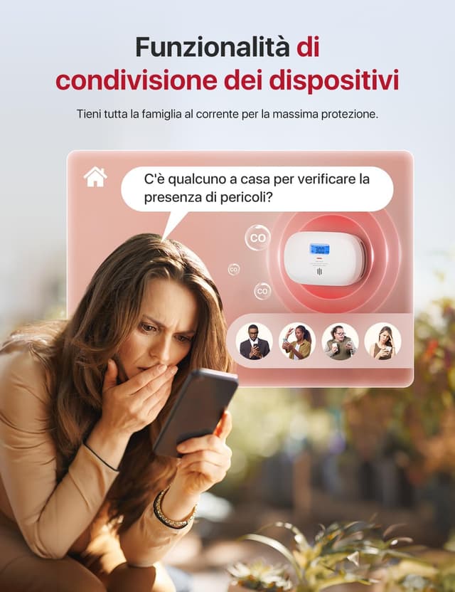 Detalle de X-Sense XC0C-iR rilevatore di monossido di carbonio Wi‑Fi con display LCD e batteria sostituibile