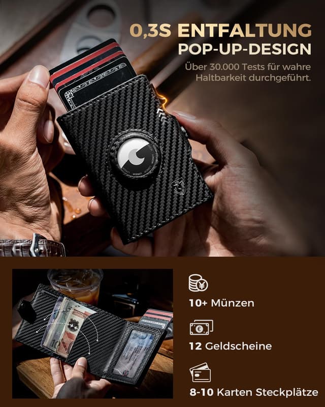 Thumbnail 4 de LORZOR AirTag Wallet Slim mit XXL Münzfach