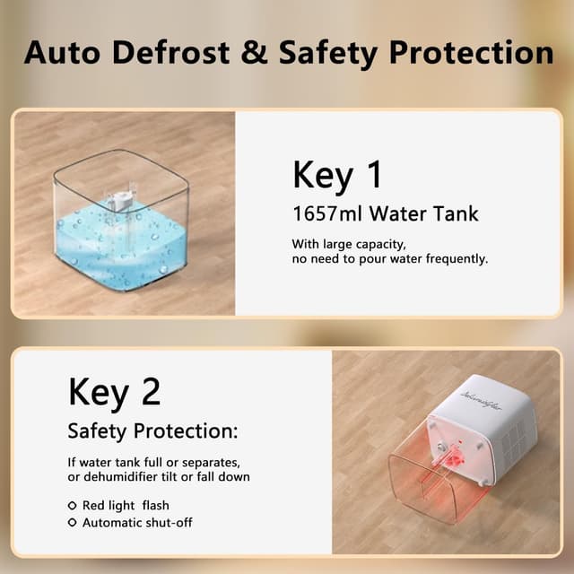 Detalle de Small Dehumidifier 1800ML for 230 ft² 🏠