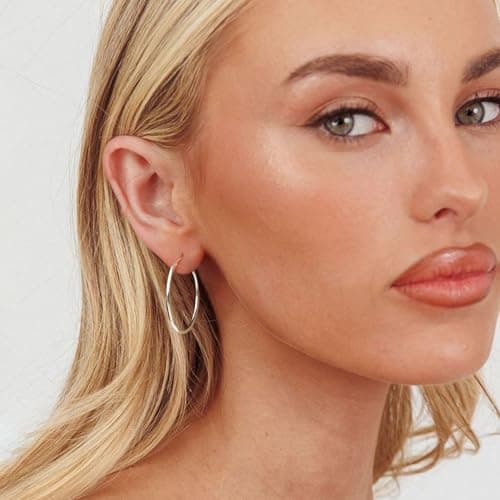 Detalle 2 de MOROTOLE pendientes de aro de plata de ley 925 grandes para mujer (según diámetro)