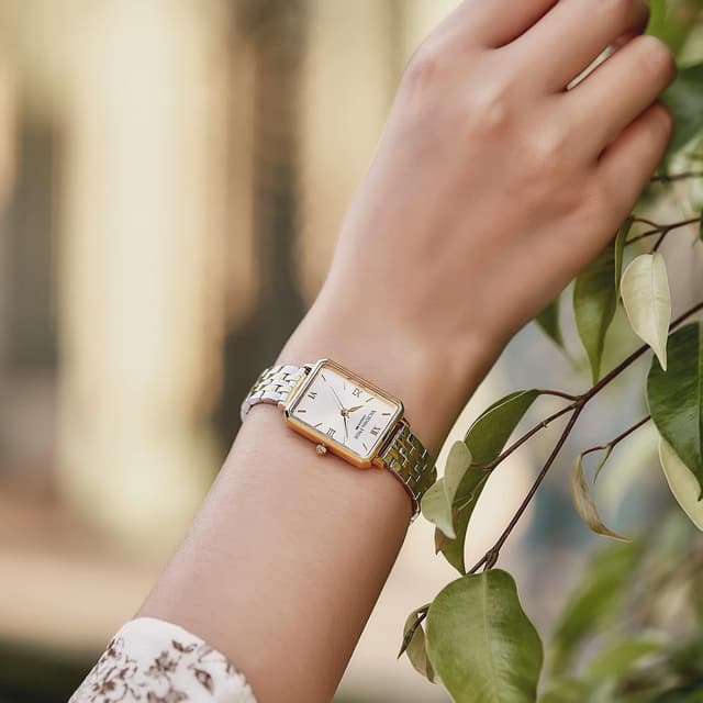 Detalle de VICTORIA HYDE orologio rettangolare da donna verde quadrante analogico al quarzo con cinturino in acciaio inox