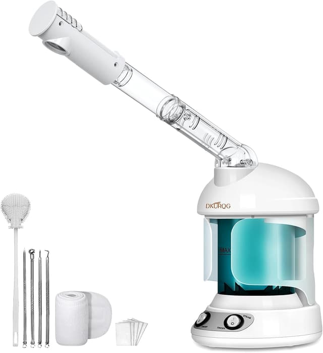 Detalle de DKURQG Facial Steamer with Nano Ionic Vapor and Extendable 360° Arm (Blue)