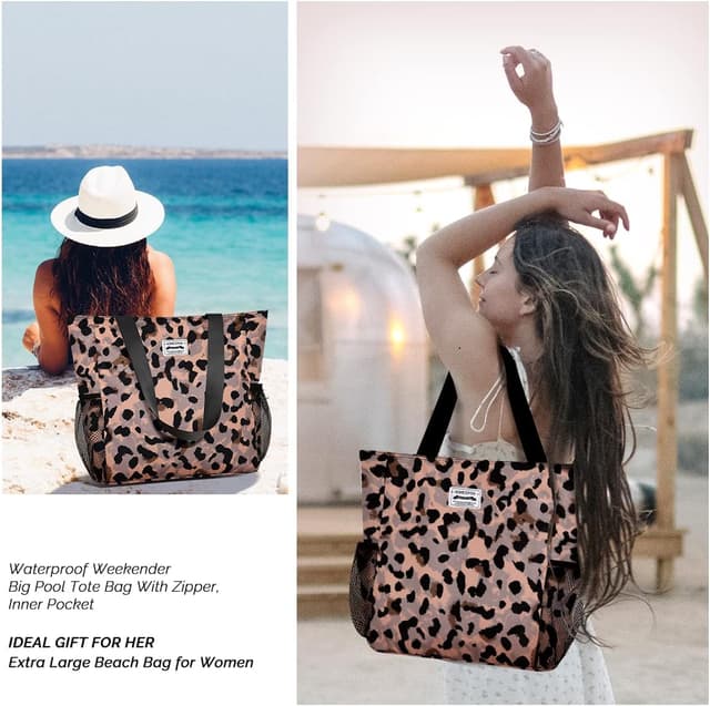 Thumbnail 6 de HOMESPON Large Waterproof Beach Tote Bag with Zip and Pockets for Women