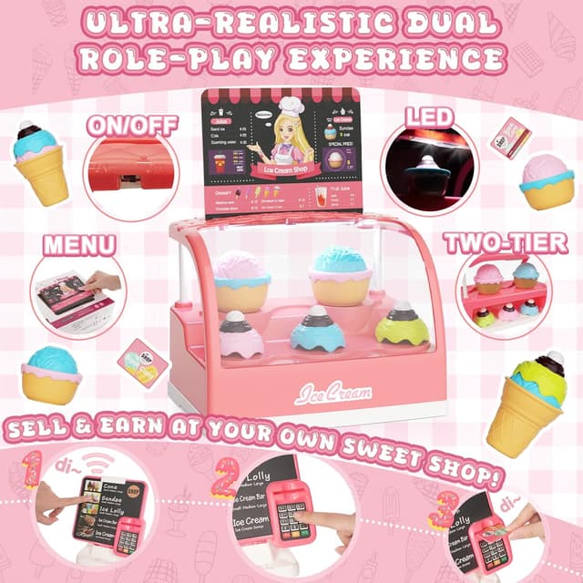 Thumbnail 1 de Ice Cream Toys Set: Pretend Shop Counter