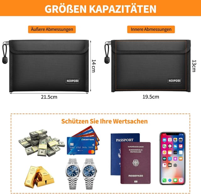 Detalle de Noiposi Feuerfeste Tasche 2er-Set 21,5x14 cm