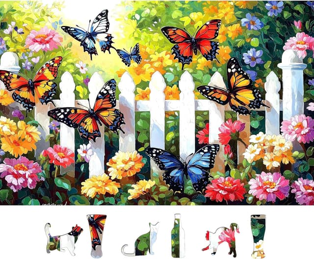 Detalle de MINIWAN 500-Piece Butterfly Garden Jigsaw Puzzle (23x15 in) with Irregular Pieces