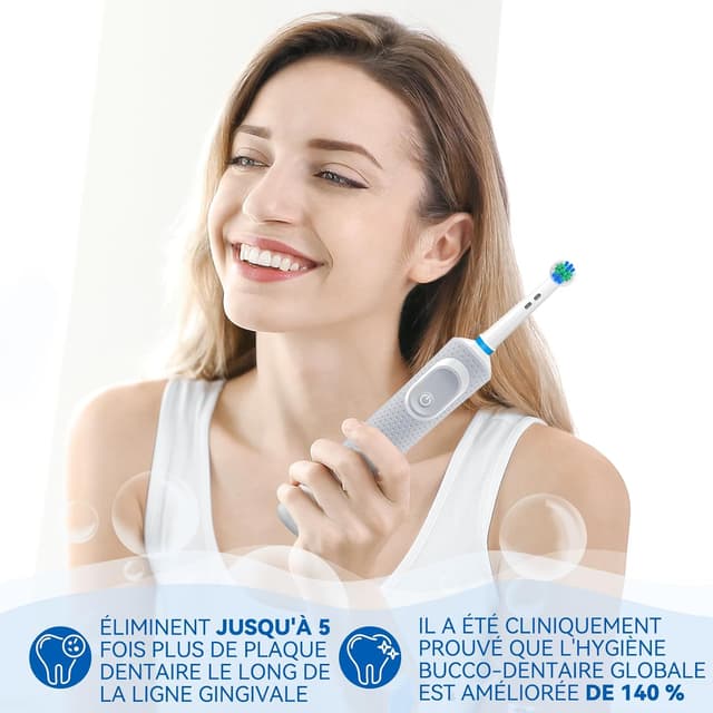 Detalle de AnjoCare – Lot de 8 têtes de brosse de rechange pour brosse à dents électrique Oral-B (compatibles Pro1000/3000/5000/7000)
