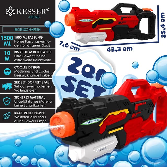 Thumbnail 1 de KESSER Wasserpistolen 2er Set Reichweite 10–11 m
