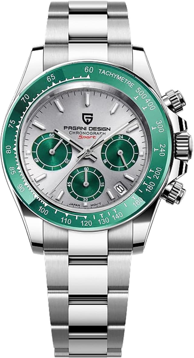 Detalle de PAGNE DESIGN Pagani Design Orologio da uomo in vetro zaffiro cronografo in acciaio inox impermeabile luminoso PD-1644