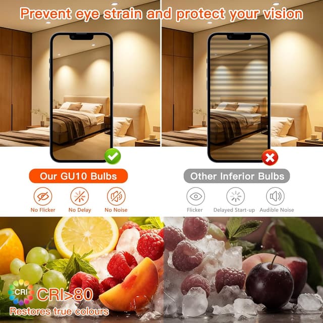 Detalle de Ketom Lampadine LED GU10 2800K da 6W (6 pezzi) luce calda 480 lm, 120°