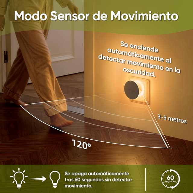Detalle de Luz nocturna con sensor de movimiento 2 piezas