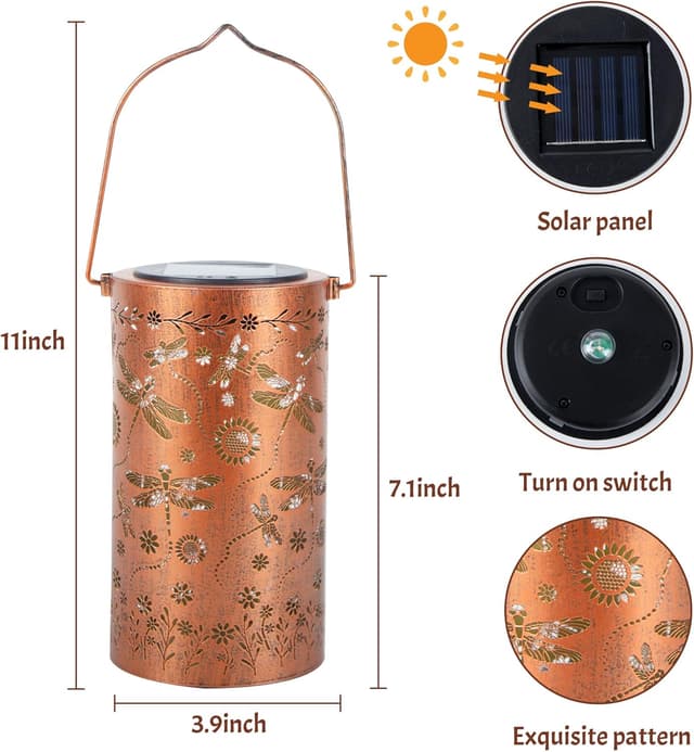 Thumbnail 6 de Cawabocy Dragonfly Solar Lantern Garden Decor – Outdoor Waterproof Hanging Solar Light Ornaments