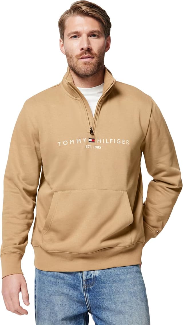 Detalle de Tommy Hilfiger felpa con zip da uomo Zip Mockneck Mezza Zip