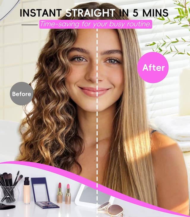 Detalle de Go Brush Pro UK Cordless Hair Straightener Brush – Portable rechargeable ceramic styling tool with 4 heat settings