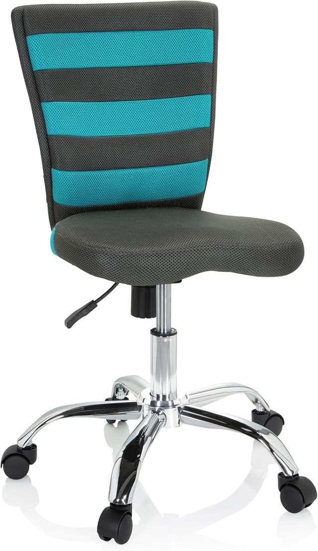 Detalle de HJH Office 661008 Sedia girevole KIDDY COMFORT in rete grigio/turchese, regolabile in altezza