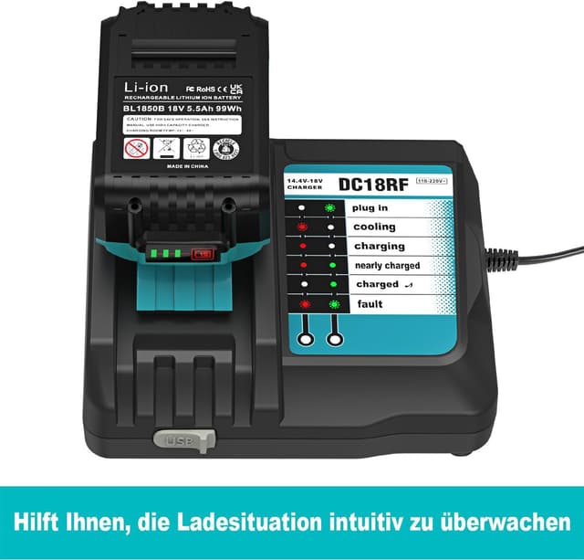 Detalle 2 de TeenPower DC18RF Ladegerät 18 V mit 5500 mAh