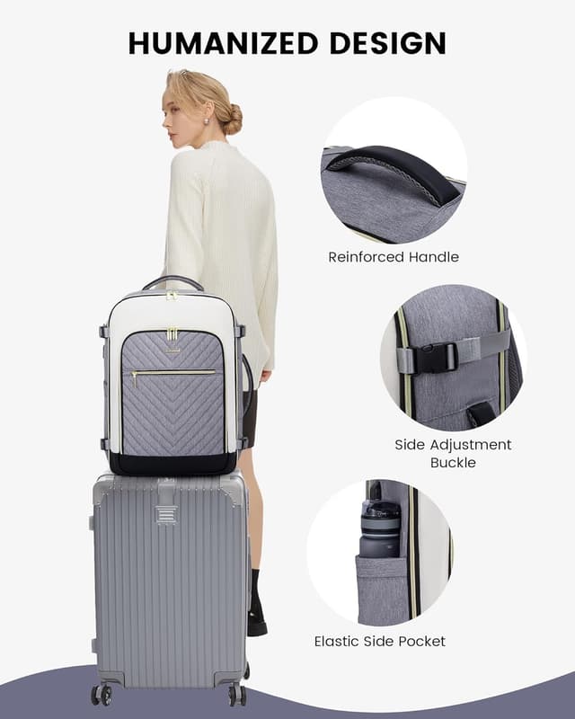 Thumbnail 6 de LOVEVOOK Damen Travel Backpack mit 17,3-Zoll-Laptopfach, 40L Handgepäck-Reiserucksack (wasserdicht, Weekender/Carry-on)