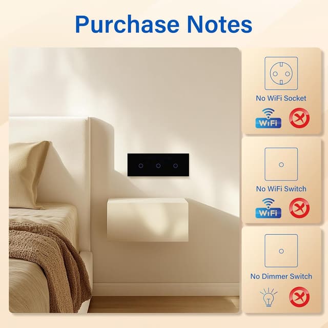 Detalle 2 de BSEED Interruptor táctil triple 500 W