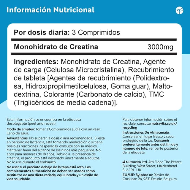 Thumbnail 4 de Nutravita Creatina Monohidratada 3000 mg 300 comprimidos