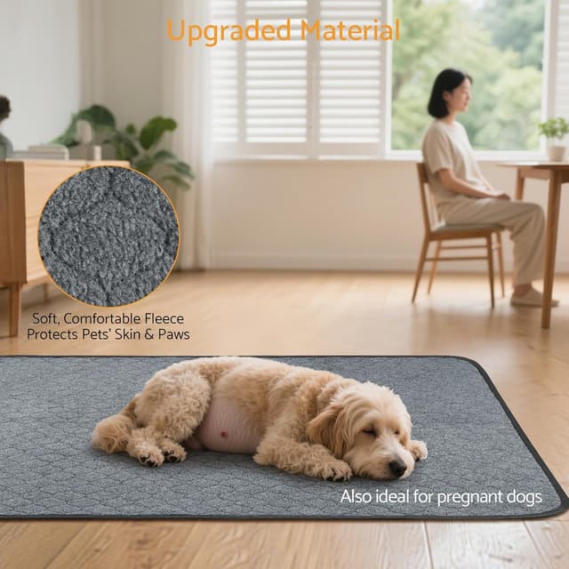 Detalle de Maxetodo 2 tappetini igienici per animali domestici 92x122 cm, 4 strati rinforzati, lavabili e antiscivolo (grigio)