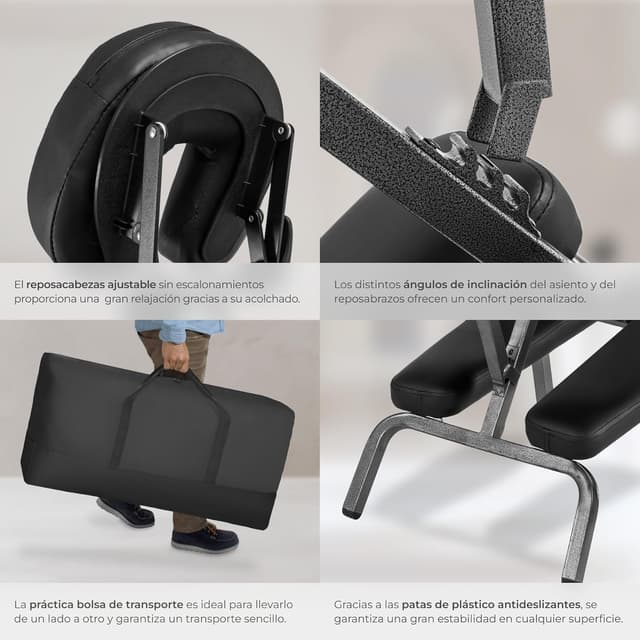 Detalle 2 de TecTake Silla de Masaje Fisioterapia y Rehabilitación 💆♀