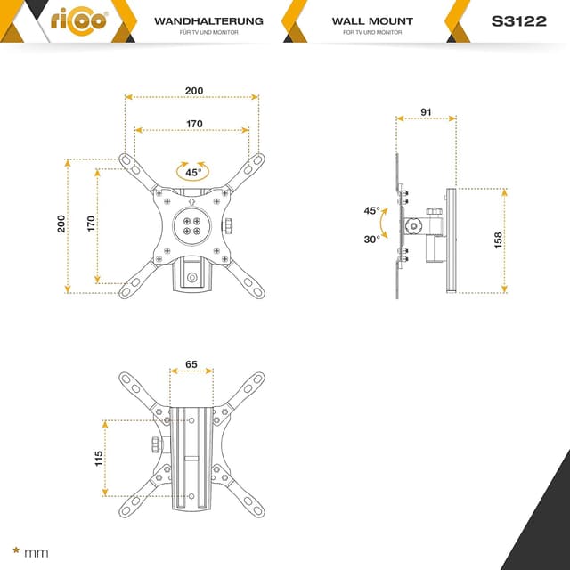 Thumbnail 6 de RICOO S3122 supporto monitor girevole 13-42