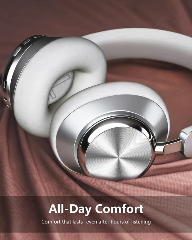 Detalle de Wentronic Y03 Bluetooth over-ear headphones with Active Noise Cancelling and up to 48 hours playtime (Silver)