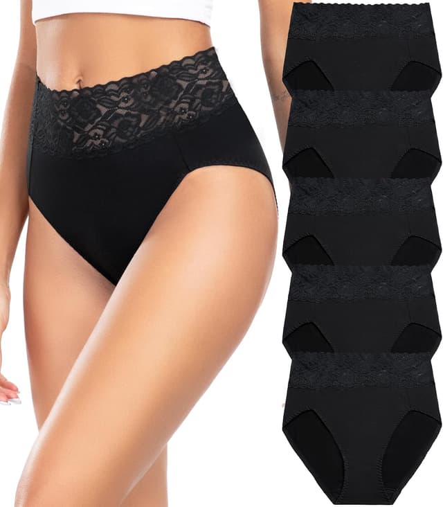 Detalle de Wealurre Underwear Women High Waist Cotton Knickers – 95% cotton high-rise full coverage multipack