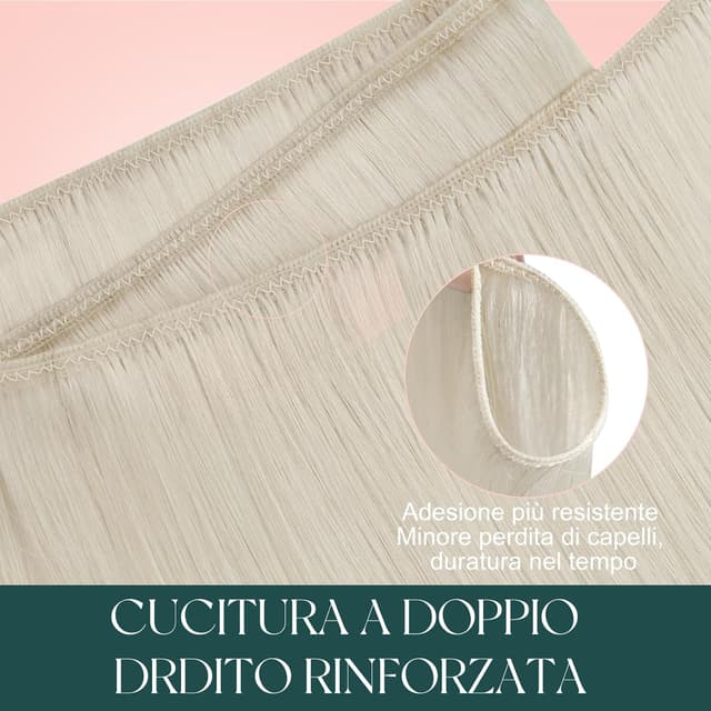 Detalle de Easyouth Extension Capelli Veri Double Weft bionde, tessitura platino bionda #1000 (50 cm, 100 g) in doppia traccia