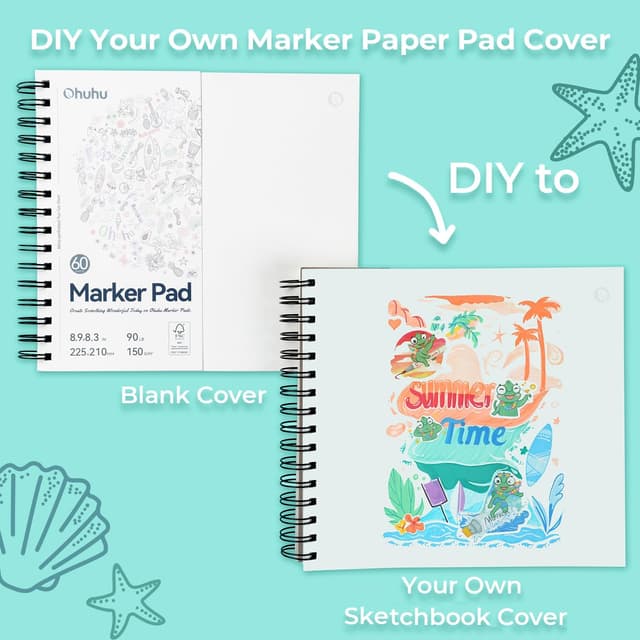 Detalle de Ohuhu Skizzenbuch 21 x 21 cm, doppelseitig