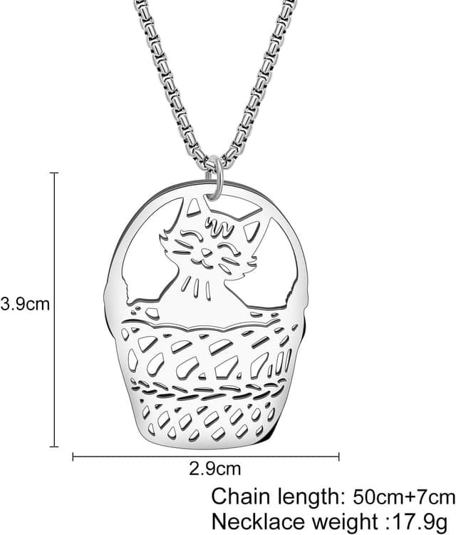 Detalle de BAMAY Edelstahl-Katzen Halskette mit Kätzchen-Anhänger – nickelfrei & hypoallergen für Damen und Mädchen