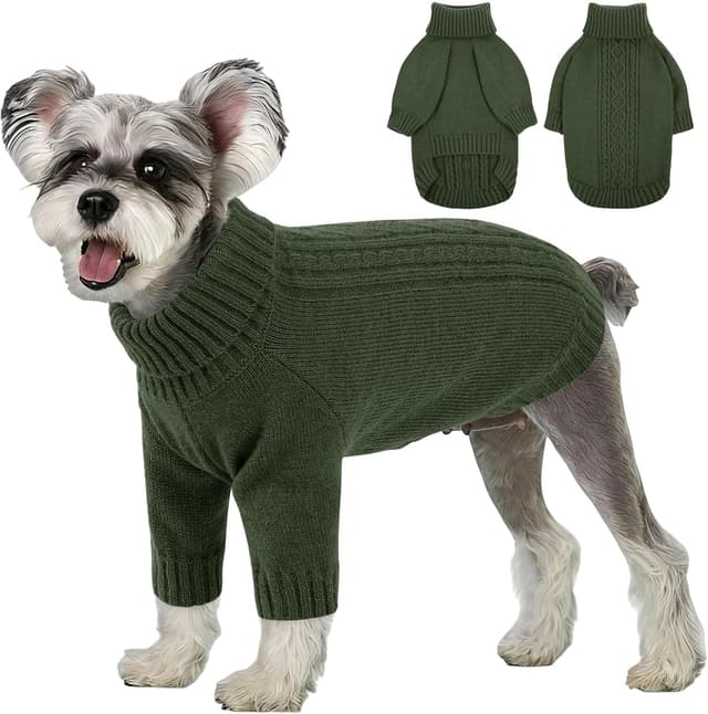 Detalle de KONVINIT Hundepullover Winter Warm & Bequem mit Zopfmuster (XS–2XL) für kompakte Hunderassen