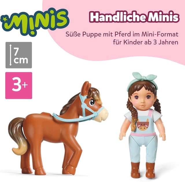 Detalle de Baby born Minis Pferdeanhänger-Spielset mit Mini-Puppe Lara, Traktor, Anhänger & Pferd (ab 3 Jahren)