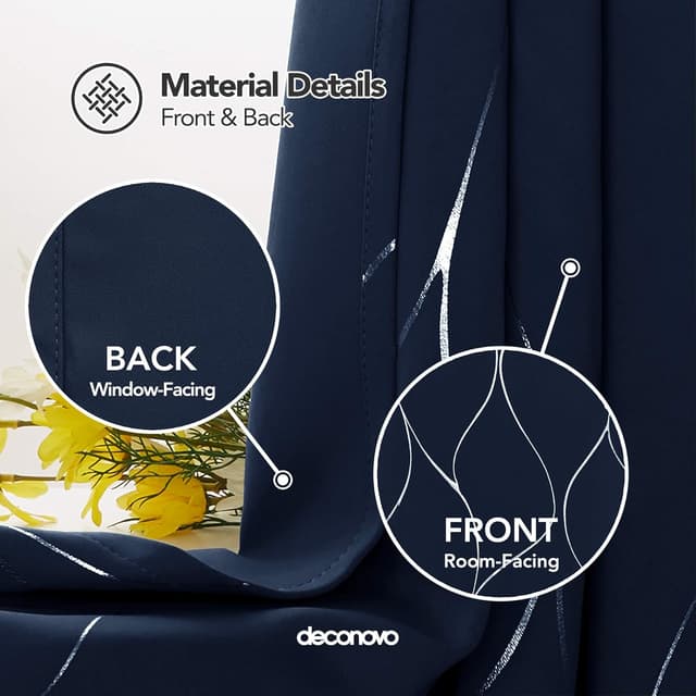 Detalle de Deconovo tende oscuranti per camera da letto con occhielli 140x290 cm (2 pannelli) Blu Navy