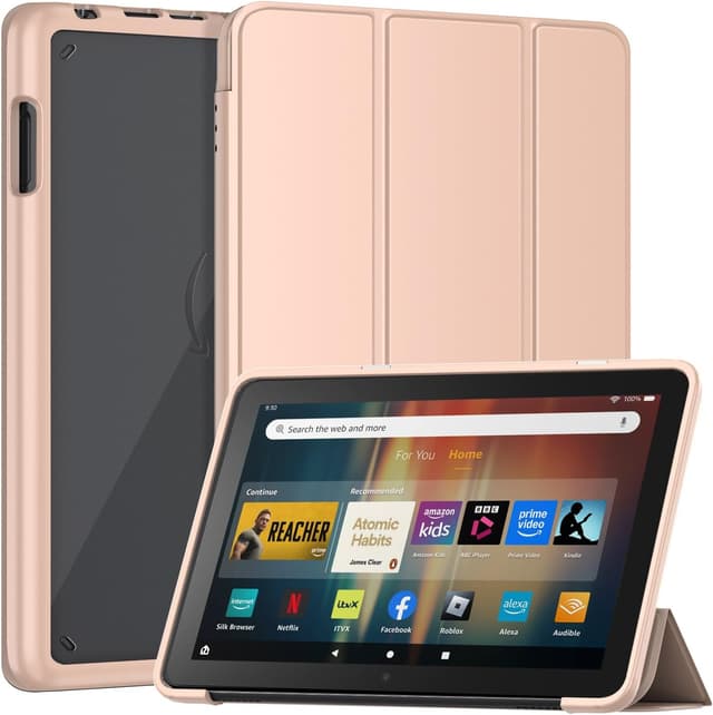 Detalle de Mansiruyi Slim Trifold Smart Case for 8-inch Tablets (Rose Gold) — auto sleep/wake stand