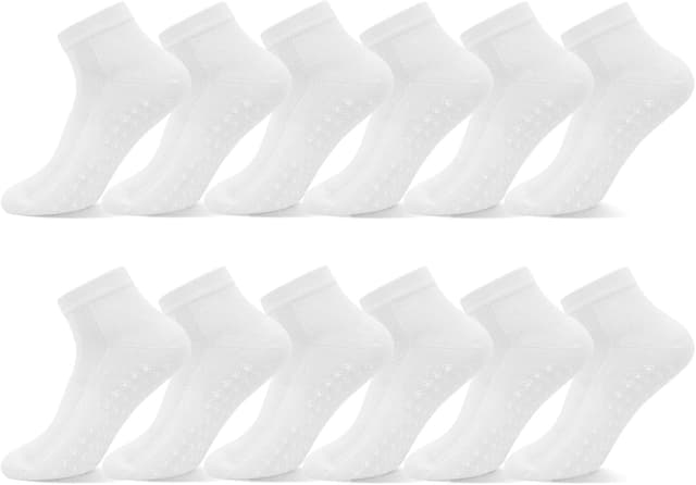 Detalle de Quoboquo lot de chaussettes de sport antidérapantes en coton (ABS), hommes & femmes, courtes — 39-42 / 43