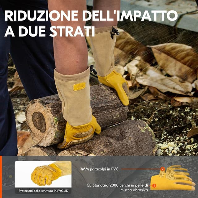 Detalle de Guanti da giardinaggio lunghi Vgo… in pelle antispina, antiscivolo e antivibrante (1 paio)